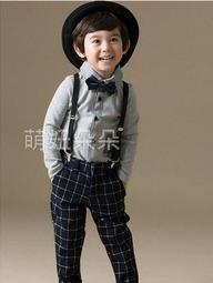 &hearts;萌妞朵朵&hearts; 英倫男童假兩件襯衫格子褲套裝(黑色上衣加黑色褲子)/花童兒童日常衣服 歷史價格詳細信息