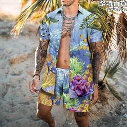 新款男士3D襯衫獨立站系列3D數碼印花樹葉短袖襯衫源頭 歷史價格詳細信息