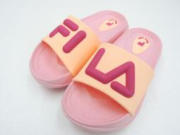 FILA 童鞋 拖鞋 粉紅 黑金 藍橘 立體LOGO 防水 膠拖 中童 2S828V- 歷史價格詳細信息