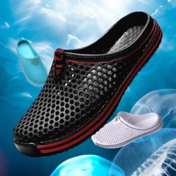 包頭半拖洞洞鞋男女夏透氣一腳蹬懶人涼拖防滑軟底涉水海邊沙灘鞋 歷史價格詳細信息