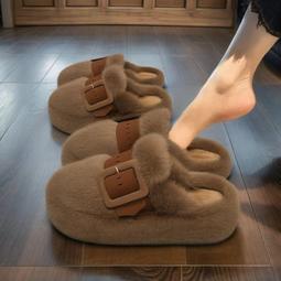 2024新款秋冬厚底毛絨拖鞋家用女士家居保暖防滑月子冬季棉拖鞋女 歷史價格詳細信息