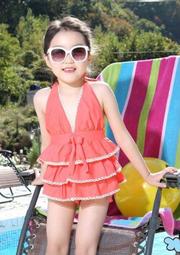 兒童泳裝╭☆°安可來福＊韓版時尚清新可愛風兒童連身泳衣裙式小中大童S-4XL小朋友游泳衣泳裝正品，售價650元 歷史價格詳細信息