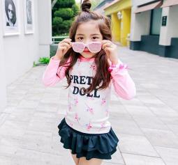 兒童泳衣女童長袖兩件式防曬女款可愛寶寶遊泳衣小女孩保守兩件式泳裝 歷史價格詳細信息