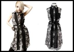 ＊MINI PUNK LOLO＊日本原創時尚-東京街頭達人假兩件式個性造型襯衫(a326008)ROCK 歷史價格詳細信息