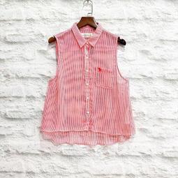 Abercrombie &amp; Fitch 紅色白印花圖案彈性長袖襯衫,98%棉,尺寸M,肩寬45.5cm胸寬52.5cm 歷史價格詳細信息