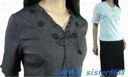 《二姊碼頭》☆s3003(特價280元)~甜美荷葉邊直條紋短袖襯衫~2色~38/40吋(前襟無釦) 歷史價格詳細信息