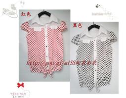 ★  妮裳彩衣  ★韓版短袖條紋襯衫~~『附項鍊』 歷史價格詳細信息