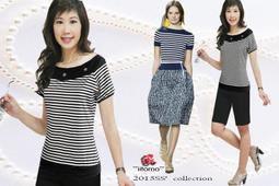 FASHION STAR~MIT台製獨家~夏穿上極瘦~new york設計師同款~豐胸縮腰感條紋領黑色上衣XS~2L 歷史價格詳細信息