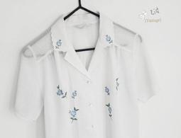 ▲乙波古著▼刺繡花朵領 早期vintage輕透白襯衫 日本製&古著店帶回 附補釦一顆 歷史價格詳細信息