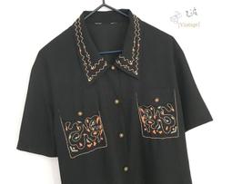 ▲乙波古著▼細緻花卉+水玉點點 精緻摺子領 早期vintage襯衫 琺瑯釦子 日本製&古著店帶回 附補釦一顆 歷史價格詳細信息