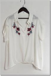 【WildLady】 日牌日系寬鬆中長版刺繡花朵氣質雪紡衫 襯衫 歷史價格詳細信息