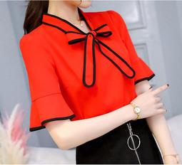 【免運】雪紡衫女24夏季新款時尚木耳邊寬鬆娃娃領飛飛袖洋氣顯瘦上衣小衫 歷史價格詳細信息