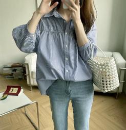 &Omega;衣枝獨袖&Omega;【222】新款百搭雙層娃娃領襯衫女設計感小眾五分燈籠袖雪紡衫 歷史價格詳細信息