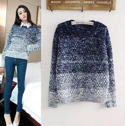 漸變色圓領針織衫男 2色M3XL 秋冬季寬鬆打底針織衫 套頭長保暖袖上衣 男女同款 歷史價格詳細信息