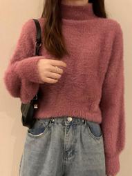 水貂絨毛衣女半高領套頭加絨2023秋冬新款學生寬松打底上衣針織衫【沐雨家居】 歷史價格詳細信息