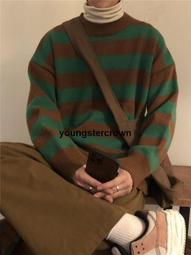 港風毛衣男 韓版潮流秋冬季加厚款 圓領條紋內搭針織衫 寬松打底毛衫-潮男服飾 歷史價格詳細信息