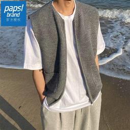 拉鏈坎肩背心男ins潮牌運動無袖t恤痞帥馬甲汗衫男生鏤空寬松型機能背心-雅怡尚品 歷史價格詳細信息