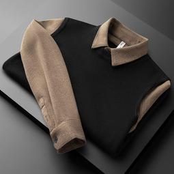 【現貨】假兩件襯衫 毛絨上衣 6色 M~3XL 男長袖 POLOS 免搭配磨毛秋冬商務休閒上衣 長袖 襯衣 打底T恤衫 歷史價格詳細信息