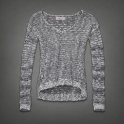 Maple麋鹿小舖 Abercrombie&Fitch ＊ A&F 灰色V領蕾絲滾邊長袖上衣／睡衣＊ ( 現貨M號 ) 歷史價格詳細信息