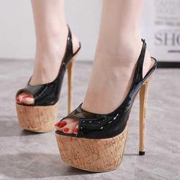 高跟鞋 細跟 魚口包頭鞋 彩色時裝超高跟涼鞋女夏2020新款民族風性感細跟11公分露趾大碼婚鞋 歷史價格詳細信息