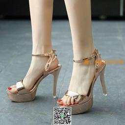 2022夏季新款歐美走秀性感粗跟高跟鞋厚底防水臺一字帶羅馬涼鞋女 歷史價格詳細信息