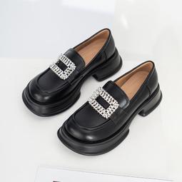 女鞋 高跟厚底樂福鞋女單鞋松糕小皮鞋春學院風英倫JK大小碼32-43 歷史價格詳細信息