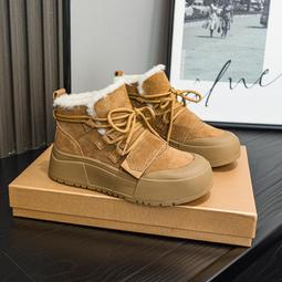 真皮加絨保暖新短靴女2023年冬季新款爆款棉鞋羊羔毛高筒鞋 歷史價格詳細信息