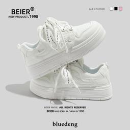 女鞋 BEIER小白鞋女年新款秋季板鞋厚底休閒三道扛休閒運動鞋子潮 歷史價格詳細信息