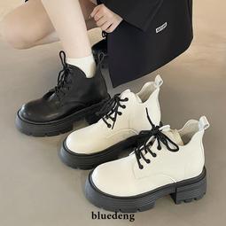 女鞋 白色馬丁靴女新款秋季厚底英倫高跟短靴小個子增高皮靴顯腳小 歷史價格詳細信息