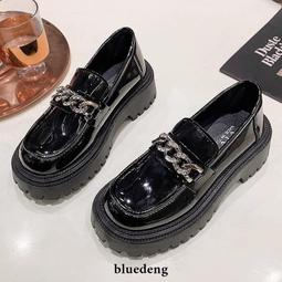 女鞋 厚底小皮鞋女款英倫風復古一腳蹬增高黑色樂福鞋新款秋季單鞋 歷史價格詳細信息