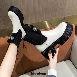 網紅爆款英倫風厚底中筒馬丁靴女2024新款西部靴洋氣百搭騎士短靴 歷史價格詳細信息