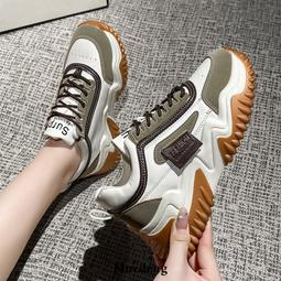 網紅超火老爹鞋女秋冬季2023新款色彩拼接厚底鞋潮百搭輕便運動鞋 歷史價格詳細信息