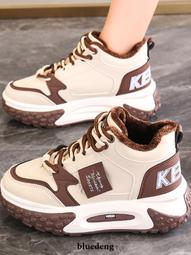 女鞋 高幫老爹鞋女新款秋冬加絨棉鞋顯腳小厚底休閒運動鞋網紅超火 歷史價格詳細信息