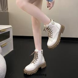 網紅爆款英倫風厚底中筒馬丁靴女2024新款西部靴洋氣百搭騎士短靴 歷史價格詳細信息