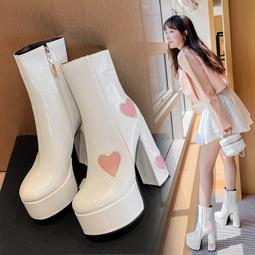 14cm超高跟牛仔布褲管靴女冬季新款加絨騎士靴不過膝高筒長靴 歷史價格詳細信息