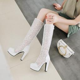 鏤空馬丁靴女春夏薄款2024新款白色透氣網紗涼靴厚底百搭夏季靴子 歷史價格詳細信息