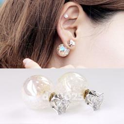 幻彩冰裂紋圓球皇冠水晶鑽後扣式耳環699321-挖寶迎好年 歷史價格詳細信息