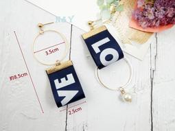 【N&amp;Y】韓國英文字母LOVE絲帶耳環 緞帶耳環 鋯石耳釘EB59【現貨】☆多款顏色可選☆ 歷史價格詳細信息