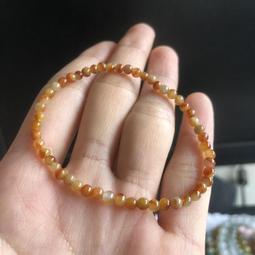 天然翡翠a紅黃鴛鴦雙色卡3.8毫米小米珠手鏈手串 完美度 翡翠 石 老貨 【景天閣】二手-10947 歷史價格詳細信息