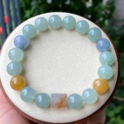 卡10 左右  D4天然緬甸翡翠馬卡龍多彩圓珠手串 飄花翡翠手串珠鏈 翡翠 飾品 收藏【二手】【金玉滿堂】-2740 歷史價格詳細信息