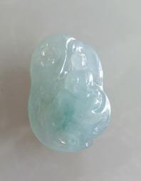 冰膠雪花棉淺淺藍翡翠珠珠  尺寸卡7.95完美無紋裂淺淺的淡藍色底色有 翡翠 飾品 收藏【二手】【微淵古董】-711 歷史價格詳細信息