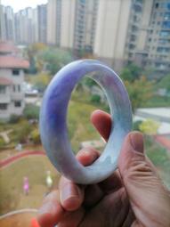 翡翠手鐲56-57圈口春彩紫羅蘭寬邊正裝手鐲 尺寸56.9*12.2*7.8mm 料子細膩 歷史價格詳細信息