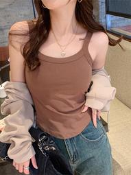 修身文胸一體吊帶背心夏季2024新款性感外穿帶胸墊美背甜辣小上衣 歷史價格詳細信息