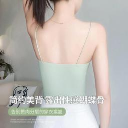 2024新款帶胸墊吊帶背心女免穿文胸方領可外穿打底罩杯一體瑜伽服 歷史價格詳細信息