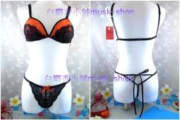 單一尺寸F-成套黑色紫緞帶網紗無鋼圈比基尼+丁字褲+吊襪帶-1937B＊白麝香小舖＊全新MURENA夢漣娜性感系列 歷史價格詳細信息