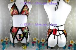 尺寸F=M~L-成套粉紅色藤花蕾絲露咪咪比基尼+開襠褲-6329＊白麝香小舖＊全新MURENA夢漣娜性感系列 歷史價格詳細信息