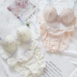 EFP大美人-2023促銷♡優質全碼日系少女公主水溶刺繡柔軟蕾絲有鋼圈薄杯可愛聚攏內衣套裝禮物~白粉色70B-90E 歷史價格詳細信息