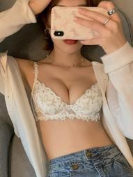 【免運】法式內衣高檔刺繡防露點無海綿34罩杯內衣套裝上託大胸顯小舒適透氣日常內衣女 多件套內衣T褲吊襪帶 歷史價格詳細信息