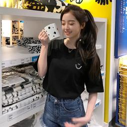 超火笑臉印花短袖T恤女新款韓版原宿風BF寬鬆百搭學生上衣女性衣服服飾流行女裝服裝休閒服~AB01757 價格比較,價格查詢,歷史價格詳細信息