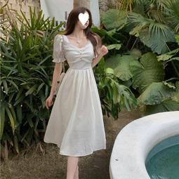 夏季法式洋裝女初戀輕熟風收腰泡泡袖碎歇長裙超仙女桔梗裙  潮流時尚 韓流 新款 ins 夏季 春夏-名流 歷史價格詳細信息